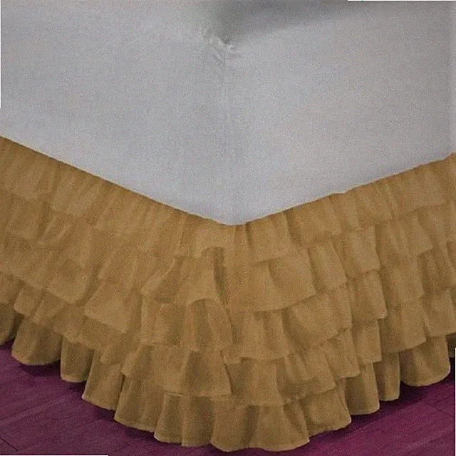 1PC GYPSY SOLID BED RUFFLE CHIFFON SKIRT 20" INCH DROP MULTILAYERED IN 4 SIZES