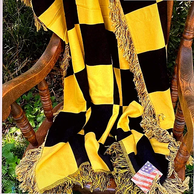 Black Gold Block Decorative Throw Blanket 50x60" NEW Made in USA - Inv8826