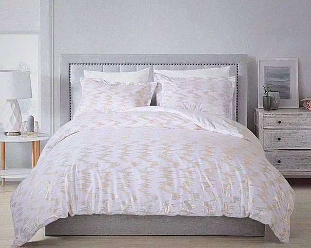 Chezmoi Collection Samantha 3-Piece Printed Sound Wave Metallic Comforter Set