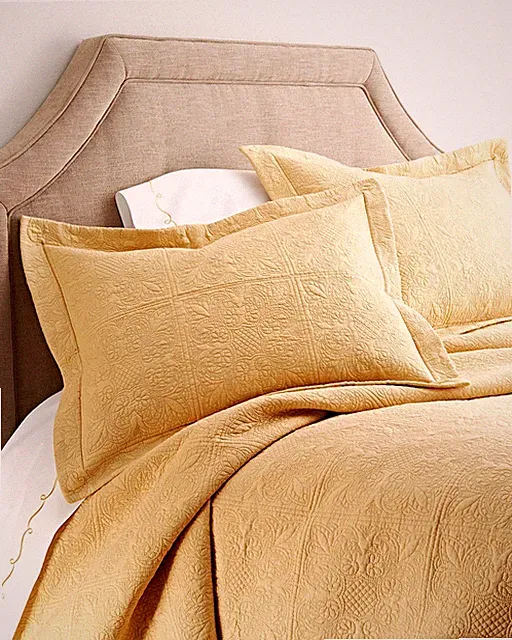 CORNSILK YELLOW Twin Full Queen or King QUILT : GOLD COTTON MATELASSE COVERLET