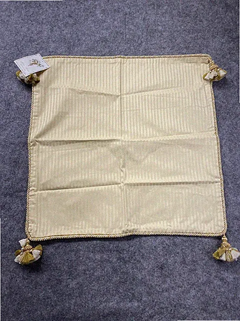 Fino Lino Euro Pillow Sham Stripe Damask Gold Tassels 26 x 26 NWT
