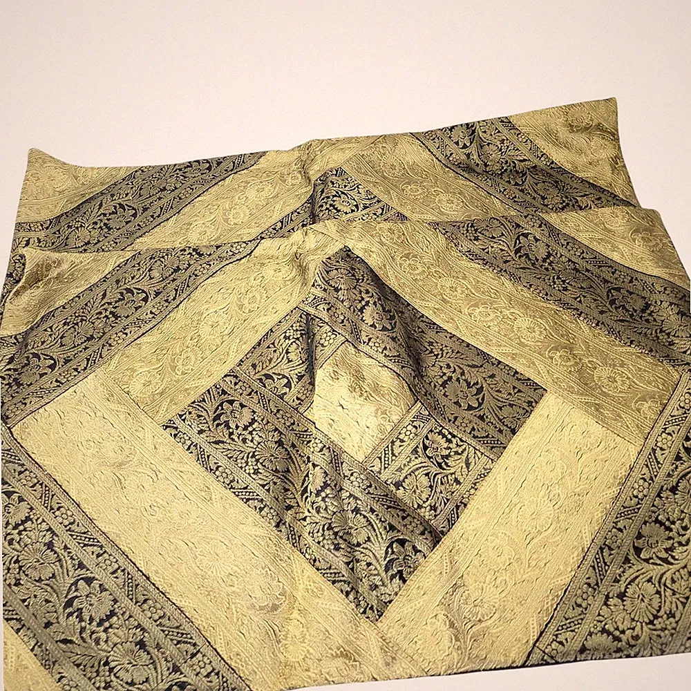 Gold & Black Brocade Pillow Shams Elegant Rectangular Zippered
