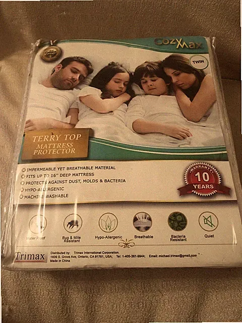 Golden Series Bedding Waterproof Terry Top Mattress Protector Twin White NEW!!!