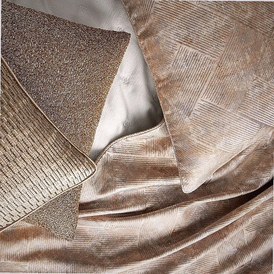 Hudson Park Collection Linear Sandstone King Duvet Cover Gold - NWT $485