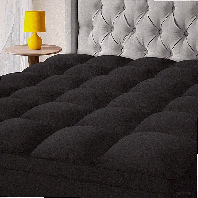 KAYFIA Full Mattress Topper, Extra Thick Pad Cover for Full, Black
