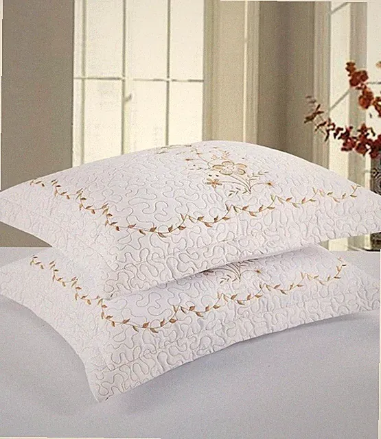 Marcelo King 2 Pack Shams White With Gold Embroidery