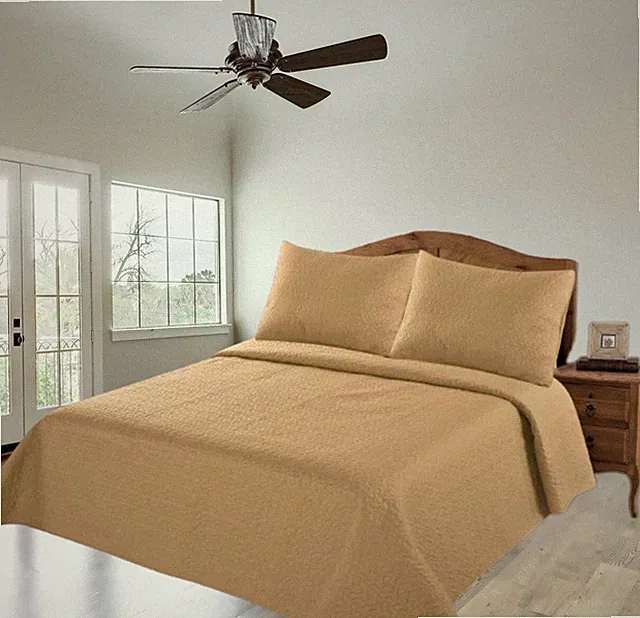 NENA BED BEDSPREAD QUILT COVERLETS SET EMBOSSED PINSONIC SOLID MODERN 3 SIZES