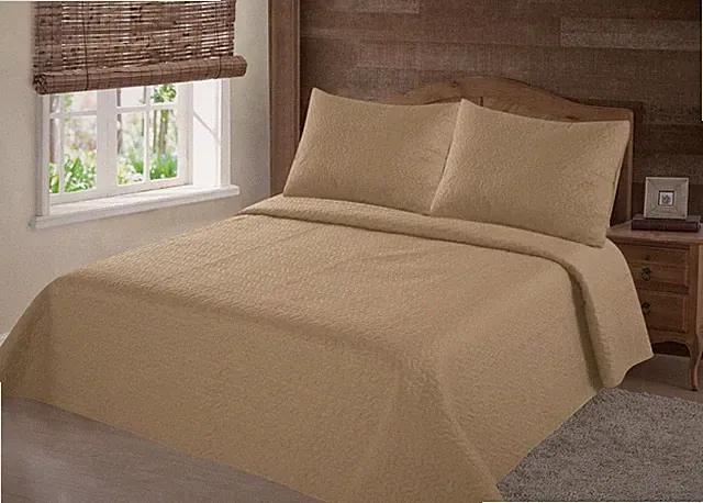 NEW 2/3PC NENA BED BEDSPREAD QUILT SET COVERLET SOLID STIPPLING STITCHE MODERN