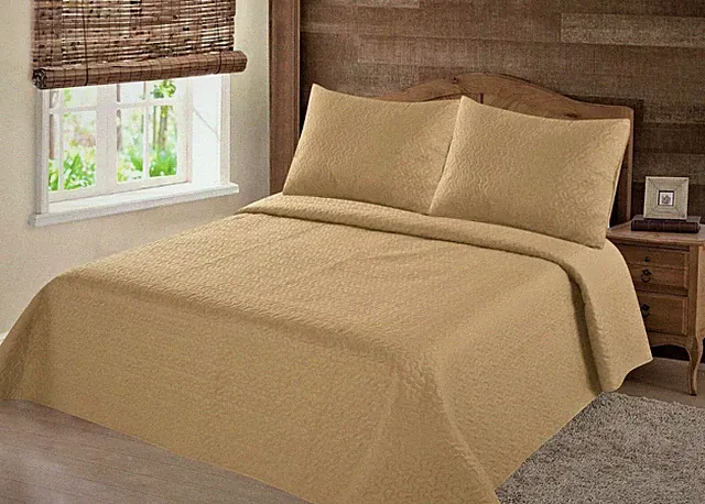 NEW UNIQUE SOLID PLAIN QUILT SET BED COVER BEDDING QUILTED BEDSPREAD