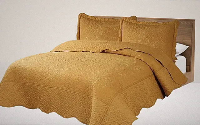 New Versatil 3pc Solid Double Stitched Butterfly Embroidery Bedroom Spread Quilt