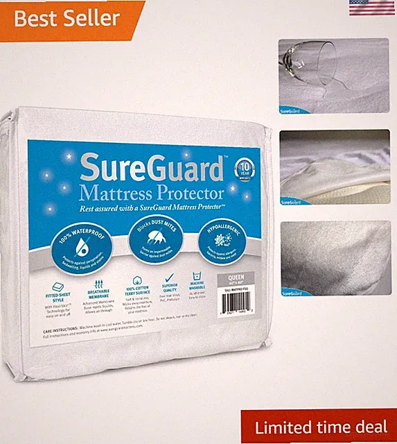 Waterproof Mattress Protector Queen Size Hypoallergenic Cotton Fitted Cover