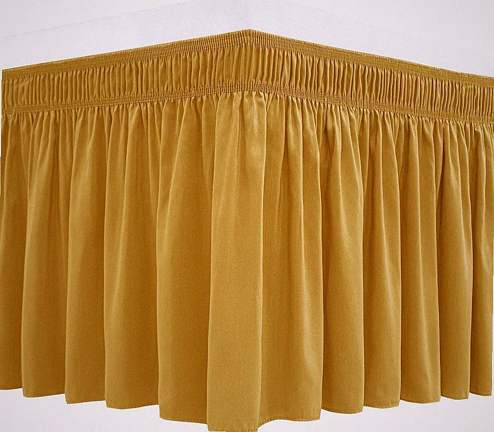 Wrap Around Bed Skirts for Queen Beds15 Drop, Christmas Gold Adjustable Elastic